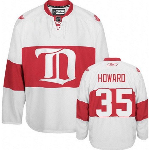 Reebok Detroit Red Wings 35 Men's Jimmy Howard White Authentic Third NHL Jersey