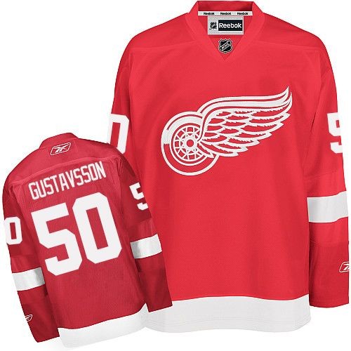 Reebok Detroit Red Wings 50 Men's Jonas Gustavsson Red Authentic Home NHL Jersey