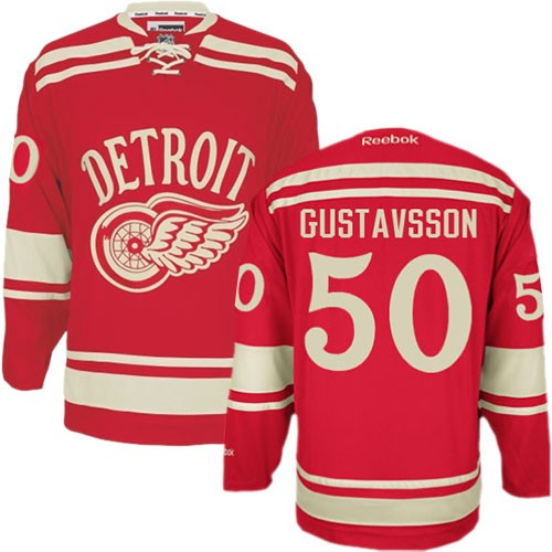 Reebok Detroit Red Wings 50 Men's Jonas Gustavsson Red Premier 2014 Winter Classic NHL Jersey