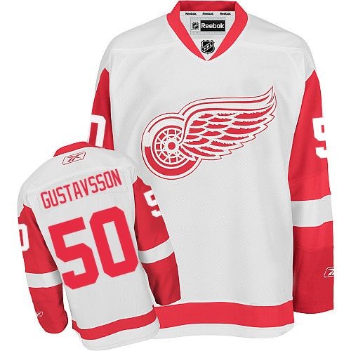 Reebok Detroit Red Wings 50 Men's Jonas Gustavsson White Authentic Away NHL Jersey Reebok Detroit Red Wings 50 Men's Jonas Gustavsson White Authentic Away NHL Jersey