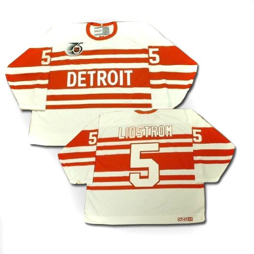 CCM Detroit Red Wings 5 Men's Nicklas Lidstrom White Authentic Throwback NHL Jersey CCM Detroit Red Wings 5 Men's Nicklas Lidstrom White Authentic Throwback NHL Jersey