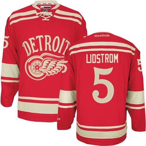 Reebok Detroit Red Wings 5 Men's Nicklas Lidstrom Red Authentic 2014 Winter Classic NHL Jersey