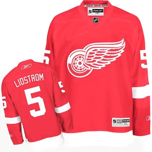 Reebok Detroit Red Wings 5 Men's Nicklas Lidstrom Red Authentic Home NHL Jersey