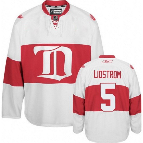 Reebok Detroit Red Wings 5 Youth Nicklas Lidstrom White Authentic Third NHL Jersey