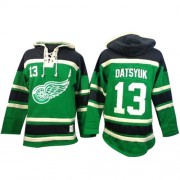Old Time Hockey Detroit Red Wings 13 Men's Pavel Datsyuk Green Authentic St. Patrick's Day McNary Lace Hoodie NHL Jersey