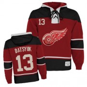 Old Time Hockey Detroit Red Wings 13 Men's Pavel Datsyuk Red Authentic Sawyer Hooded Sweatshirt NHL Jersey