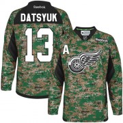 Reebok Detroit Red Wings 13 Men's Pavel Datsyuk Camo Authentic Veterans Day Practice NHL Jersey