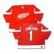 CCM Detroit Red Wings 1 Men's Terry Sawchuk Red Authentic Throwback NHL Jersey
