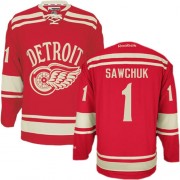 Reebok Detroit Red Wings 1 Men's Terry Sawchuk Red Authentic 2014 Winter Classic NHL Jersey