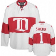 Reebok Detroit Red Wings 1 Men's Terry Sawchuk White Premier Third NHL Jersey