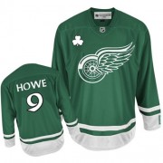 Reebok Detroit Red Wings 9 Men's Gordie Howe Green Premier St Patty's Day NHL Jersey