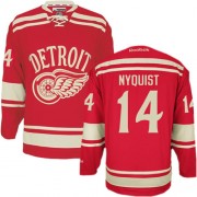 Reebok Detroit Red Wings 14 Men's Gustav Nyquist Red Authentic 2014 Winter Classic NHL Jersey