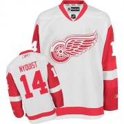 Reebok Detroit Red Wings 14 Men's Gustav Nyquist White Premier Away NHL Jersey