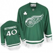 Reebok Detroit Red Wings 40 Men's Henrik Zetterberg Green Authentic St Patty's Day NHL Jersey