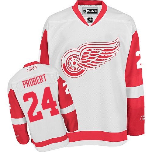 Reebok Detroit Red Wings 24 Men's Bob Probert White Authentic Away NHL Jersey